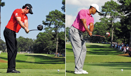 麦克罗伊vs伍兹对对碰 一号木挥杆姿势对比